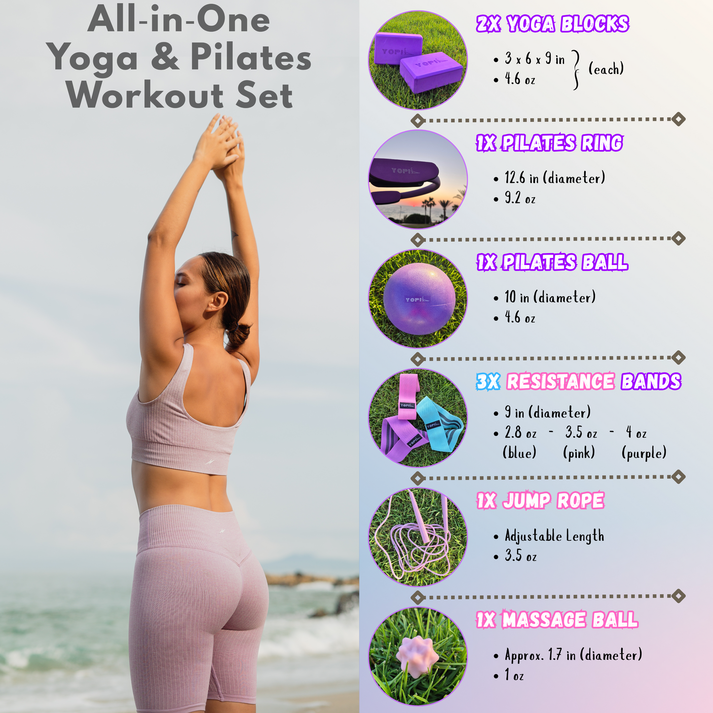 9-in-1 Yoga & Pilates Kit for Home Workouts – Blocks, Ring, Ball, Bands & More