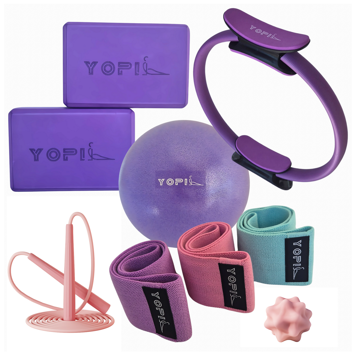 9-in-1 Yoga & Pilates Kit for Home Workouts – Blocks, Ring, Ball, Bands & More