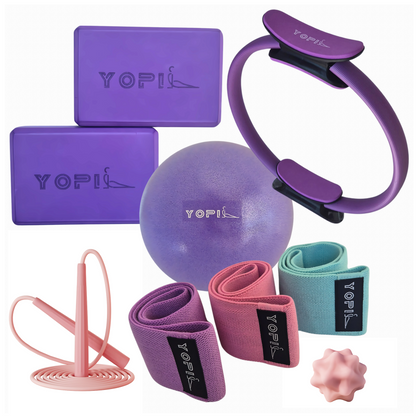 9-in-1 Yoga & Pilates Kit for Home Workouts – Blocks, Ring, Ball, Bands & More